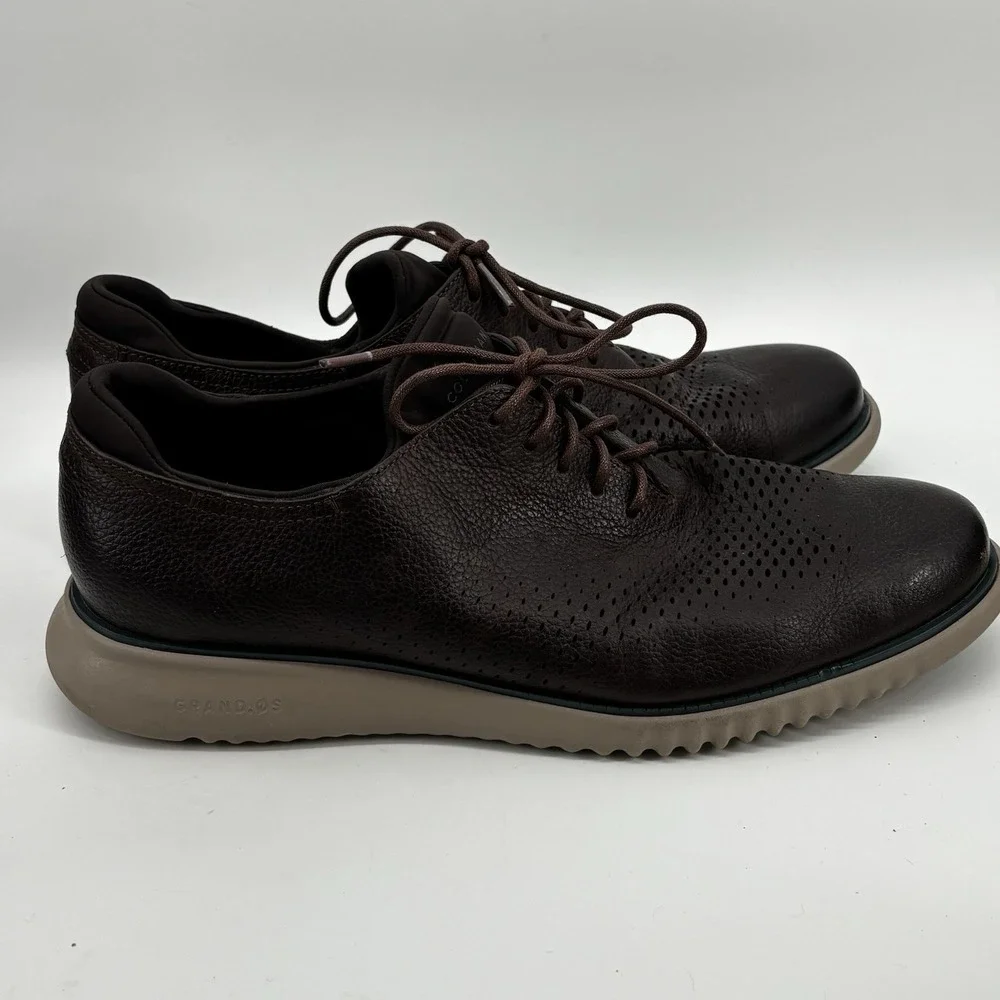 Cole Haan Grand.os Brown Leather Nubuck Casual Dress Oxfords Men's  10.5M LaceUp